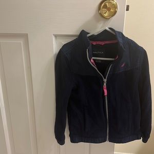 Girls Nautica navy blue fleece zip up. Size 5